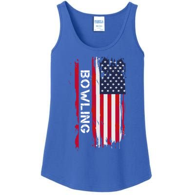 Bowling 10 Pins And Strikes And Spares In America Great Gift Ladies Essential Tank