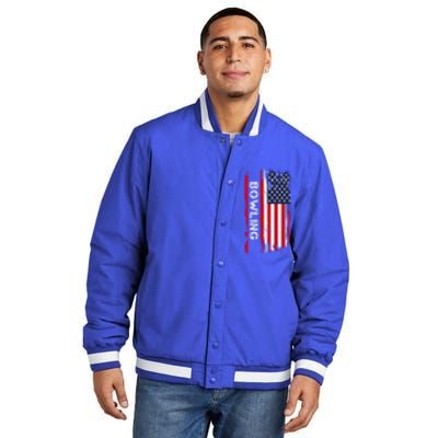 Bowling 10 Pins And Strikes And Spares In America Great Gift Insulated Varsity Jacket