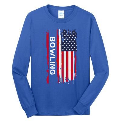 Bowling 10 Pins And Strikes And Spares In America Great Gift Tall Long Sleeve T-Shirt