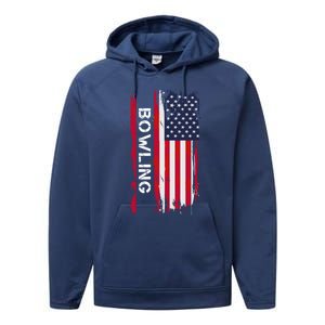 Bowling 10 Pins And Strikes And Spares In America Great Gift Performance Fleece Hoodie