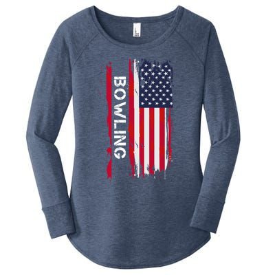 Bowling 10 Pins And Strikes And Spares In America Great Gift Women's Perfect Tri Tunic Long Sleeve Shirt