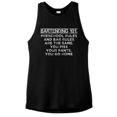 Bartending 101 Preschool Bar Rules White Bartender Ladies PosiCharge Tri-Blend Wicking Tank