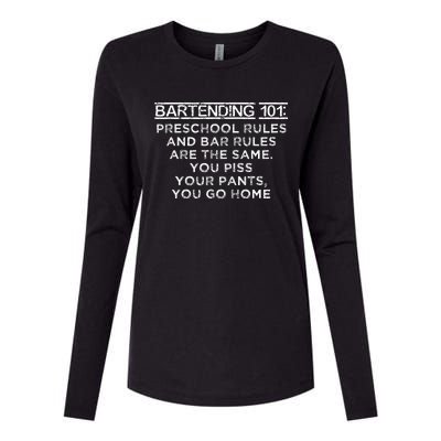 Bartending 101 Preschool Bar Rules White Bartender Womens Cotton Relaxed Long Sleeve T-Shirt