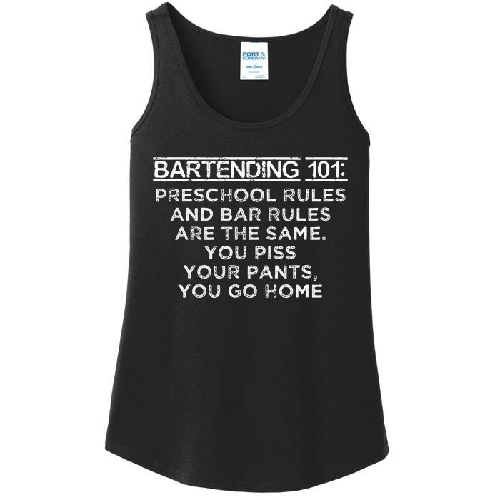 Bartending 101 Preschool Bar Rules White Bartender Ladies Essential Tank