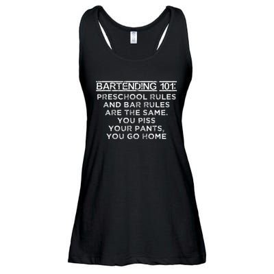 Bartending 101 Preschool Bar Rules White Bartender Ladies Essential Flowy Tank