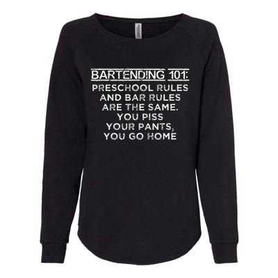 Bartending 101 Preschool Bar Rules White Bartender Womens California Wash Sweatshirt