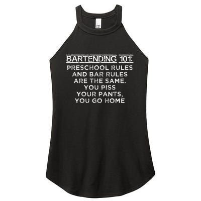 Bartending 101 Preschool Bar Rules White Bartender Women's Perfect Tri Rocker Tank