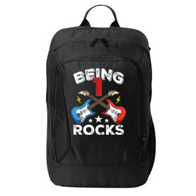 Being 1 Rocks Guitar One Year Old Funny 1st Birthday City Backpack