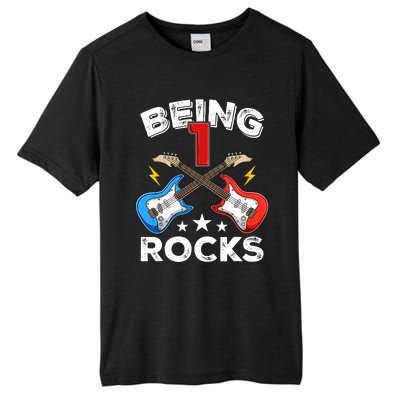 Being 1 Rocks Guitar One Year Old Funny 1st Birthday Tall Fusion ChromaSoft Performance T-Shirt