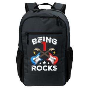 Being 1 Rocks Guitar One Year Old Funny 1st Birthday Daily Commute Backpack