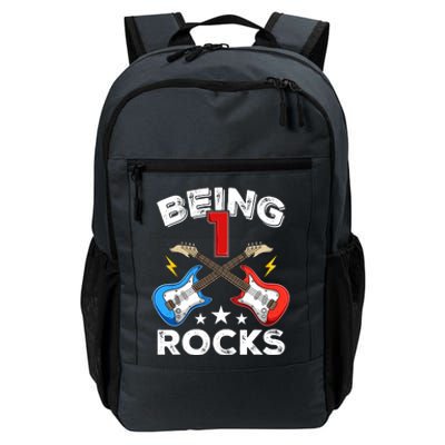 Being 1 Rocks Guitar One Year Old Funny 1st Birthday Daily Commute Backpack