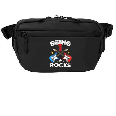 Being 1 Rocks Guitar One Year Old Funny 1st Birthday Crossbody Pack