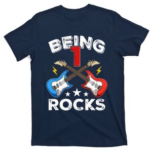 Being 1 Rocks Guitar One Year Old Funny 1st Birthday T-Shirt