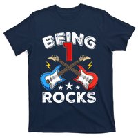 Being 1 Rocks Guitar One Year Old Funny 1st Birthday T-Shirt