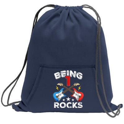 Being 1 Rocks Guitar One Year Old Funny 1st Birthday Sweatshirt Cinch Pack Bag