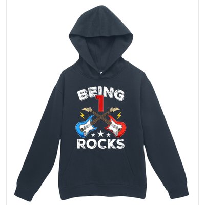 Being 1 Rocks Guitar One Year Old Funny 1st Birthday Urban Pullover Hoodie