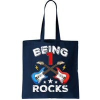 Being 1 Rocks Guitar One Year Old Funny 1st Birthday Tote Bag