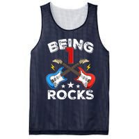 Being 1 Rocks Guitar One Year Old Funny 1st Birthday Mesh Reversible Basketball Jersey Tank