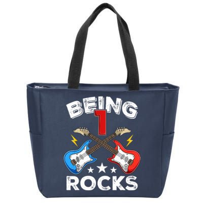 Being 1 Rocks Guitar One Year Old Funny 1st Birthday Zip Tote Bag