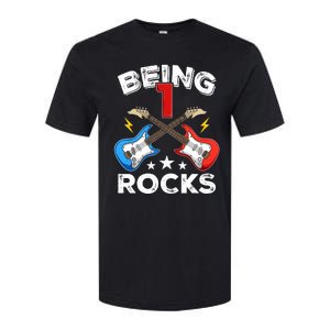 Being 1 Rocks Guitar One Year Old Funny 1st Birthday Softstyle CVC T-Shirt