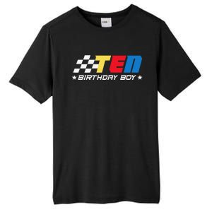 Birthday 10 Ten Race Car 10th Racing Pit Crew Driver Tall Fusion ChromaSoft Performance T-Shirt