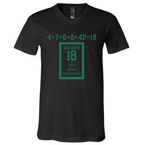 Banner 18 Time 2024 Boston Bball City V-Neck T-Shirt