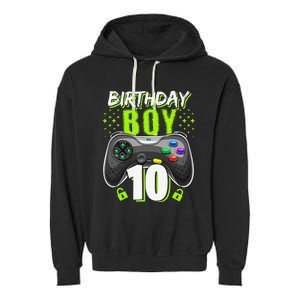 Birthday 10 Video Game Controller Gamer 10th Birthday Garment-Dyed Fleece Hoodie