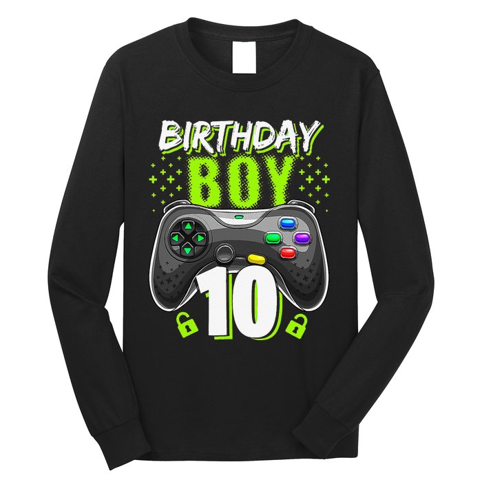 Birthday 10 Video Game Controller Gamer 10th Birthday Long Sleeve Shirt