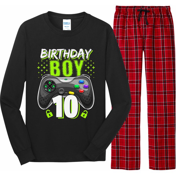 Birthday 10 Video Game Controller Gamer 10th Birthday Long Sleeve Pajama Set