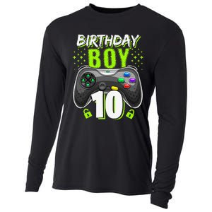 Birthday 10 Video Game Controller Gamer 10th Birthday Cooling Performance Long Sleeve Crew