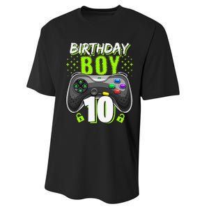 Birthday 10 Video Game Controller Gamer 10th Birthday Performance Sprint T-Shirt