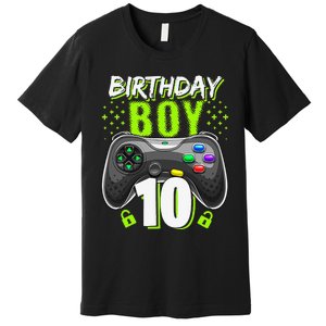 Birthday 10 Video Game Controller Gamer 10th Birthday Premium T-Shirt