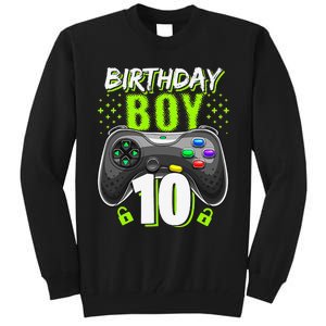 Birthday 10 Video Game Controller Gamer 10th Birthday Tall Sweatshirt