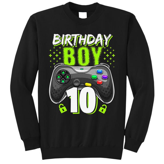 Birthday 10 Video Game Controller Gamer 10th Birthday Tall Sweatshirt