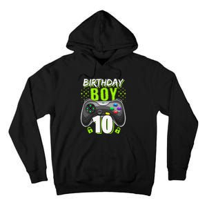 Birthday 10 Video Game Controller Gamer 10th Birthday Tall Hoodie