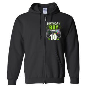 Birthday 10 Video Game Controller Gamer 10th Birthday Full Zip Hoodie