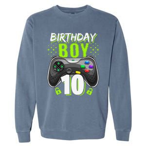 Birthday 10 Video Game Controller Gamer 10th Birthday Garment-Dyed Sweatshirt