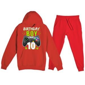 Birthday 10 Video Game Controller Gamer 10th Birthday Premium Hooded Sweatsuit Set