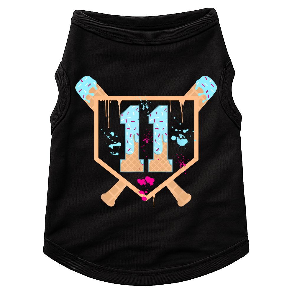 Baseball 11 Year Old Ice Cream Drip 11th Birthday Boy 11  Doggie Tank