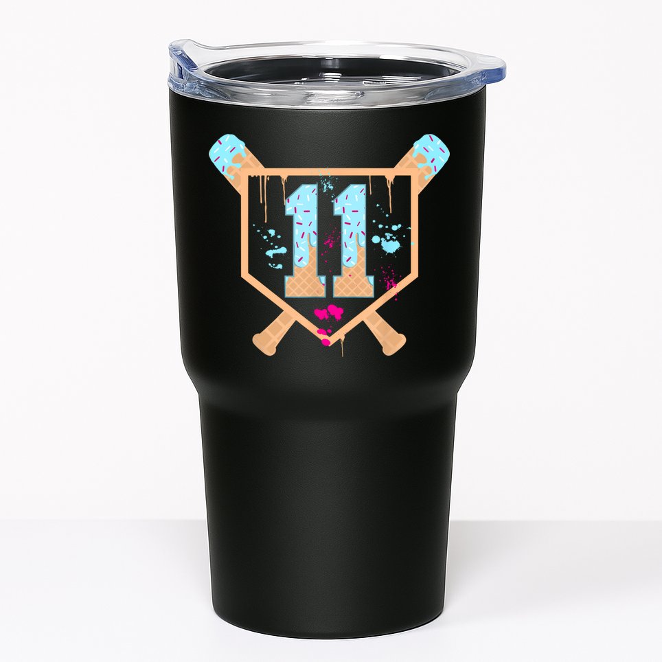 Baseball 11 Year Old Ice Cream Drip 11th Birthday Boy 11  Tumbler