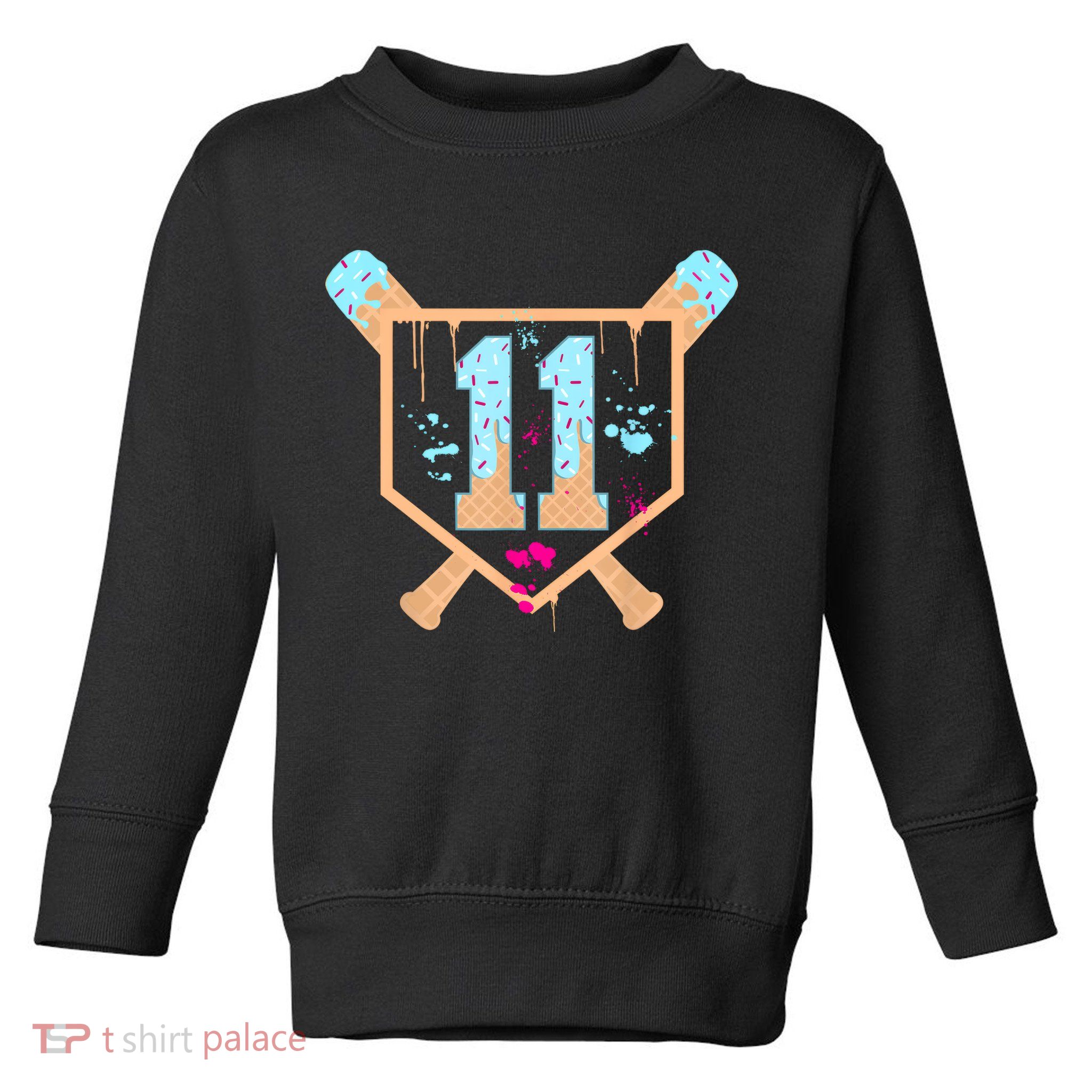 Baseball 11 Year Old Ice Cream Drip 11th Birthday Boy 11  Toddler Sweatshirt