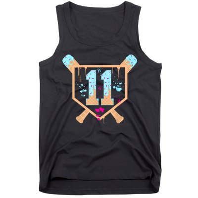 Baseball 11 Year Old Ice Cream Drip 11th Birthday Boy 11  Tank Top