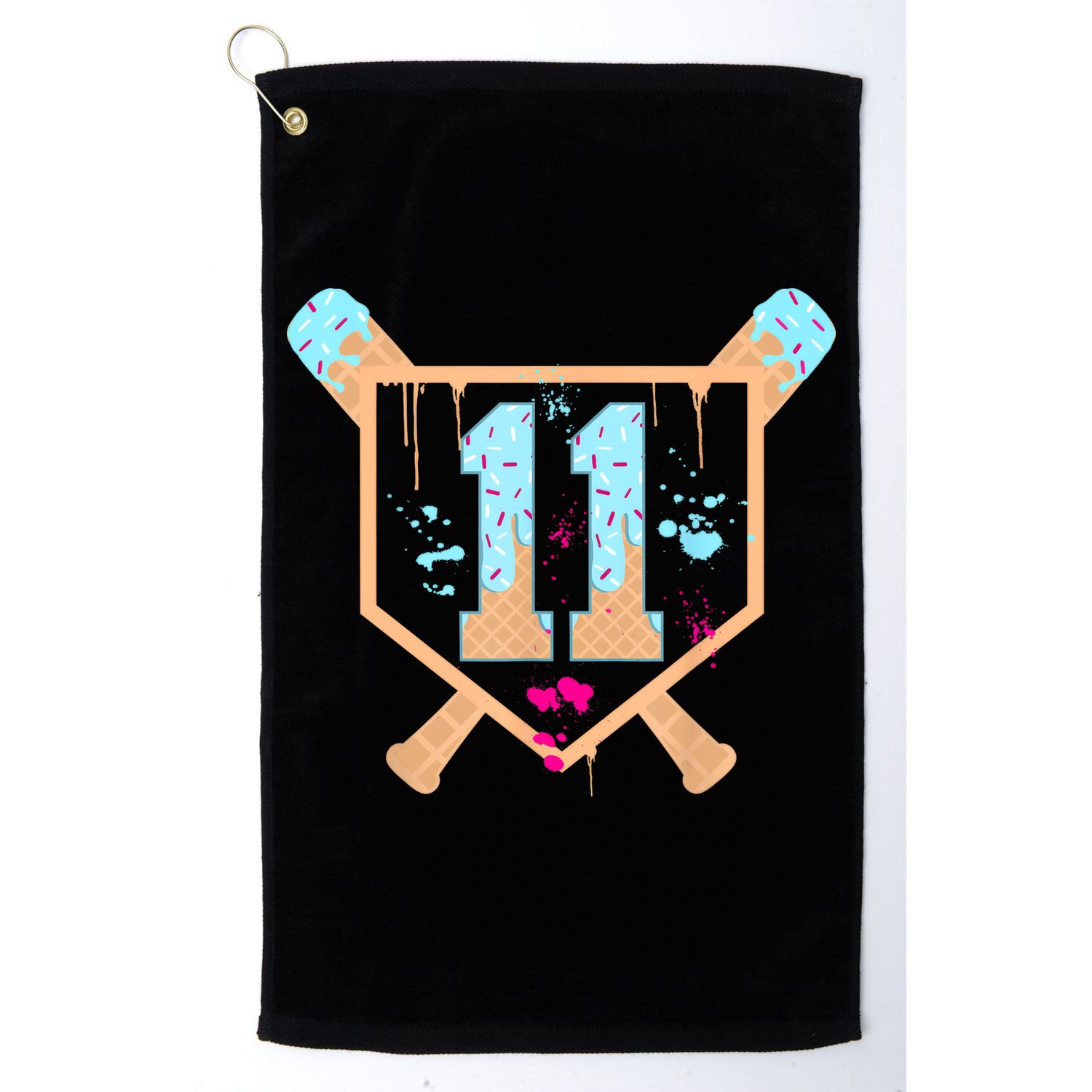 Baseball 11 Year Old Ice Cream Drip 11th Birthday Boy 11  Golf Towel