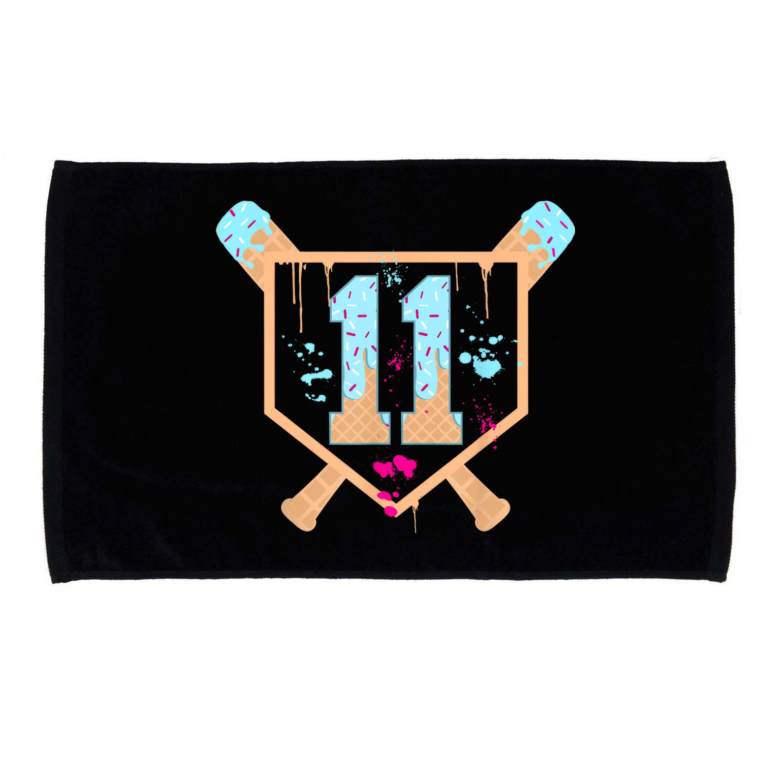 Baseball 11 Year Old Ice Cream Drip 11th Birthday Boy 11  Microfiber Hand Towel