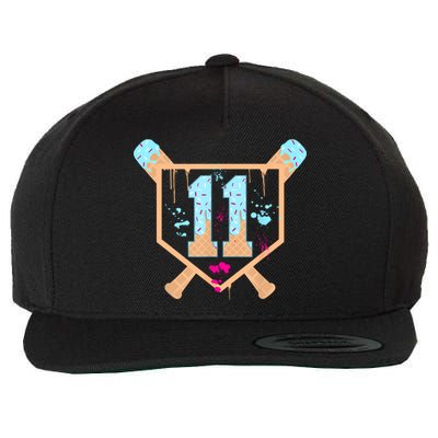 Baseball 11 Year Old Ice Cream Drip 11th Birthday Boy 11  Wool Snapback Cap