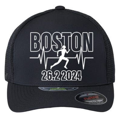 Boston 26 2 2024 Marathon Finisher Running Runner Funny Gift Flexfit Unipanel Trucker Cap