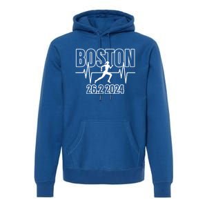 Boston 26 2 2024 Marathon Finisher Running Runner Funny Gift Premium Hoodie