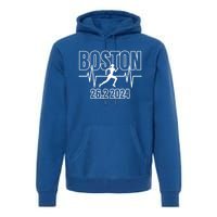 Boston 26 2 2024 Marathon Finisher Running Runner Funny Gift Premium Hoodie