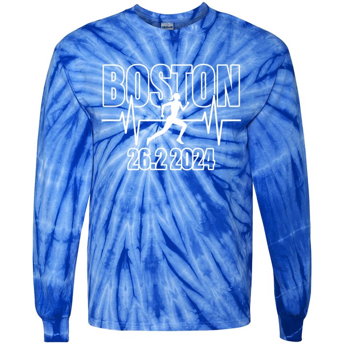 Boston 26 2 2024 Marathon Finisher Running Runner Funny Gift Tie-Dye Long Sleeve Shirt