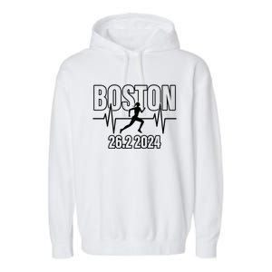 Boston 26 2 2024 Marathon Finisher Running Runner Funny Gift Garment-Dyed Fleece Hoodie